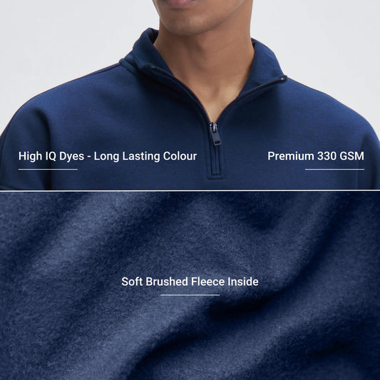Crew Oversized Half-Zip Sweatshirt  - Blue Nights