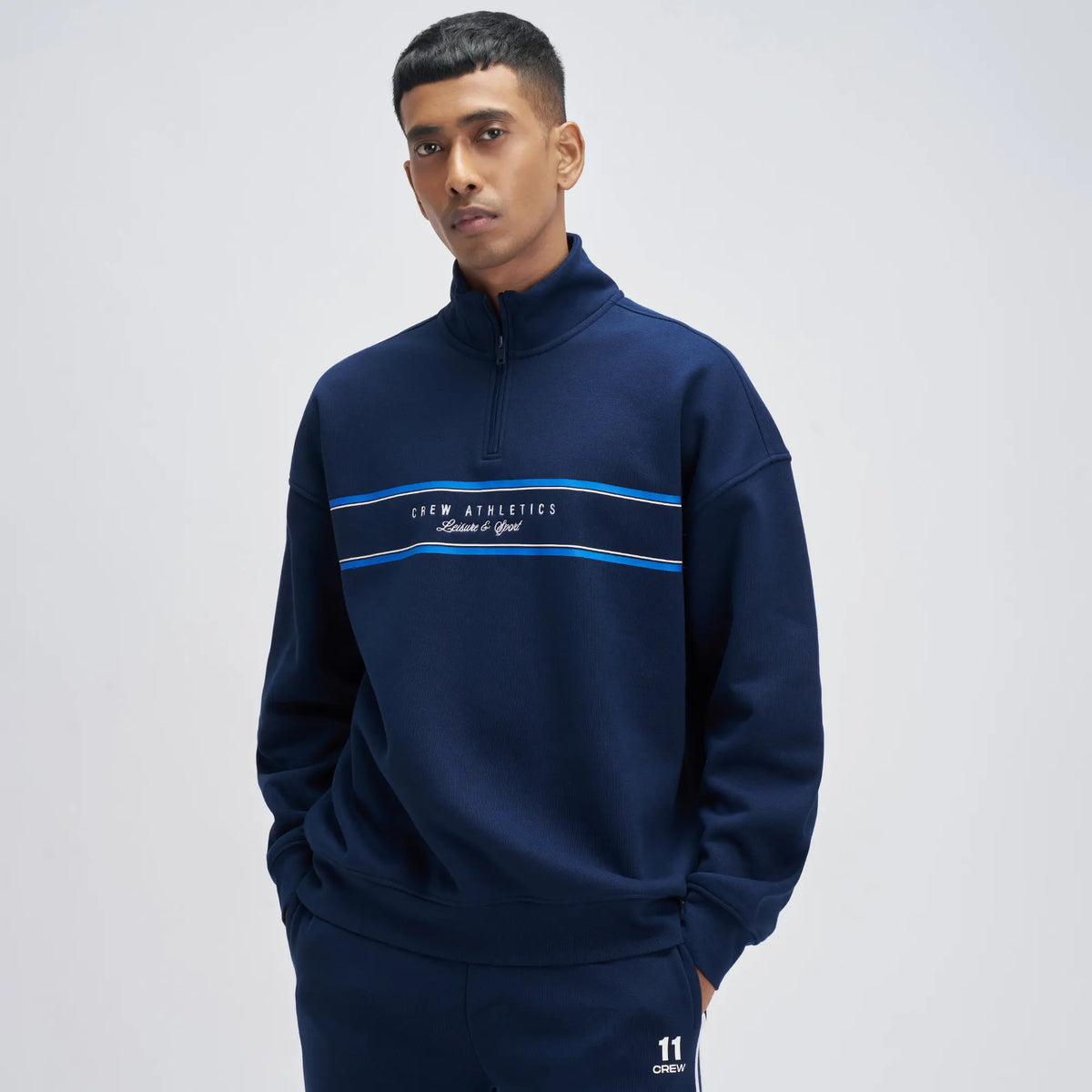 Blue Nights Crew Oversized Half-Zip Sweatshirt - Buy Men's