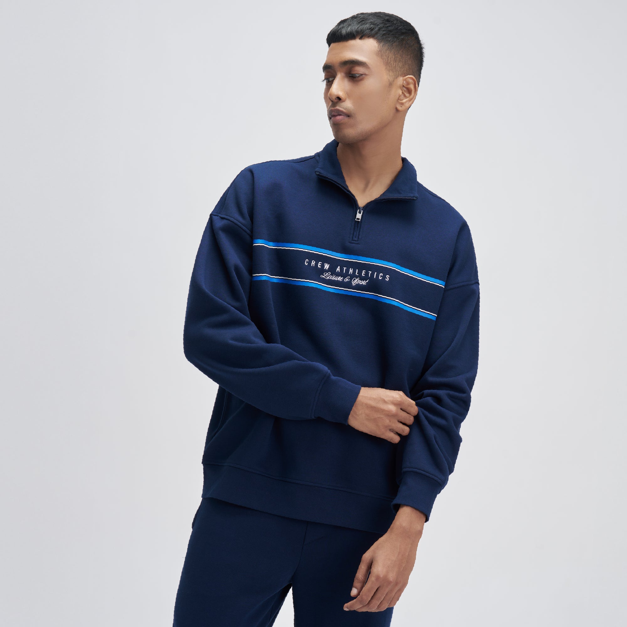 Crew Oversized Half-Zip Sweatshirt  - Blue Nights