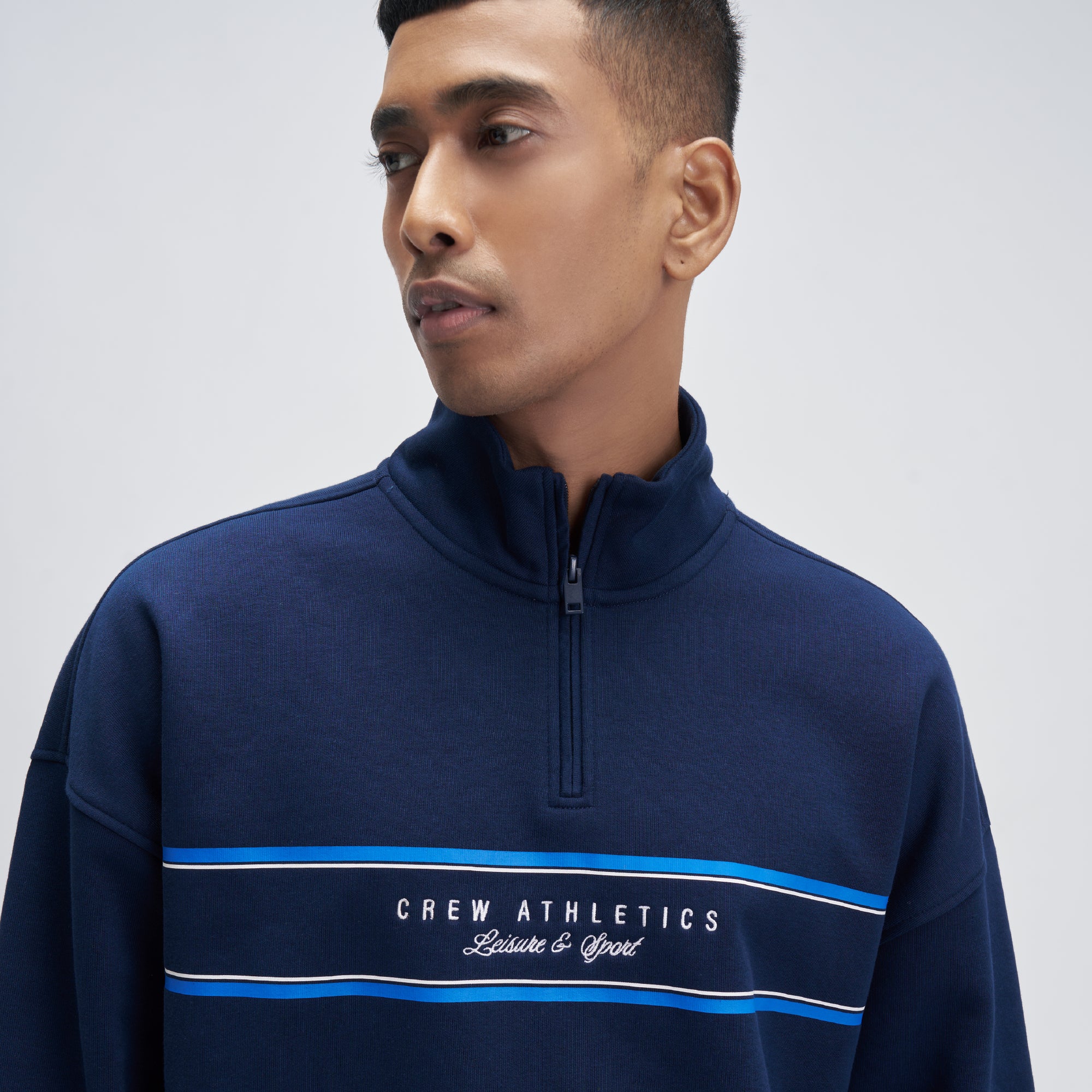 Crew Oversized Half-Zip Sweatshirt  - Blue Nights