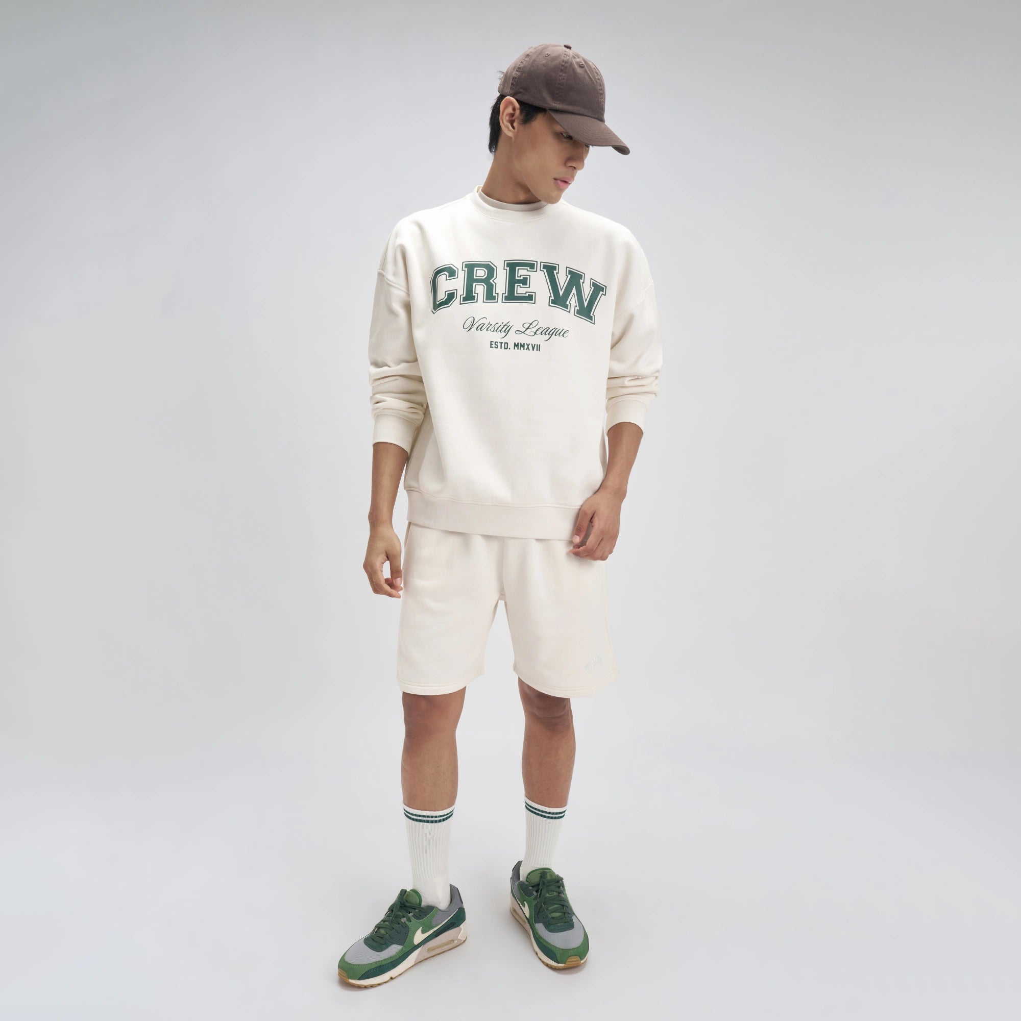 Crew Oversized Round Neck Sweatshirt - Frost White