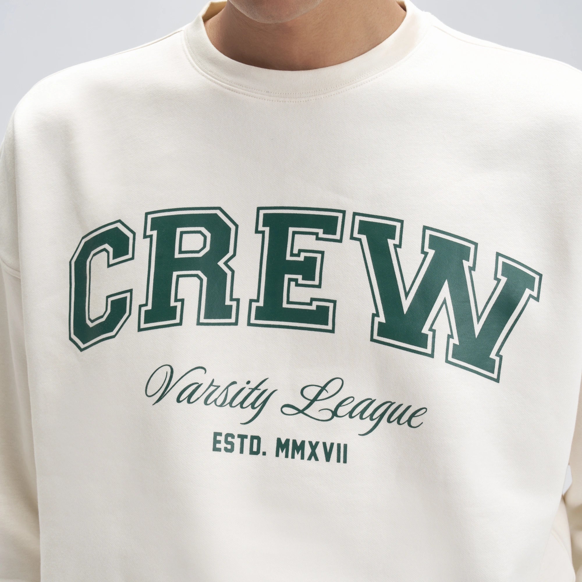 Crew Oversized Round Neck Sweatshirt - Frost White