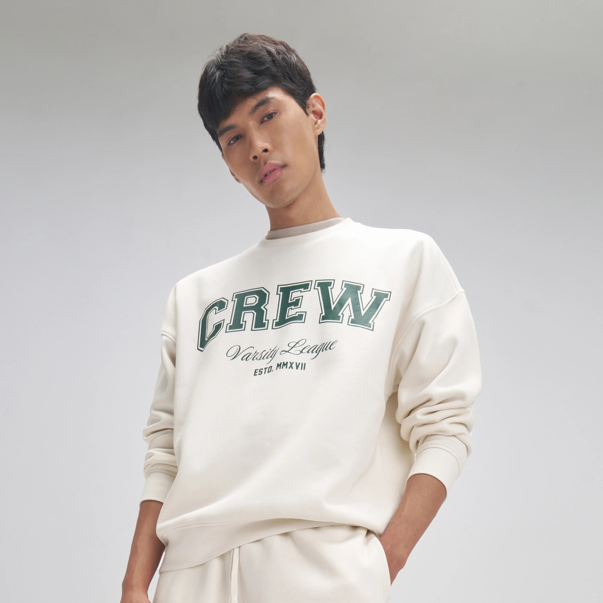 Crew Oversized Round Neck Sweatshirt - Frost White