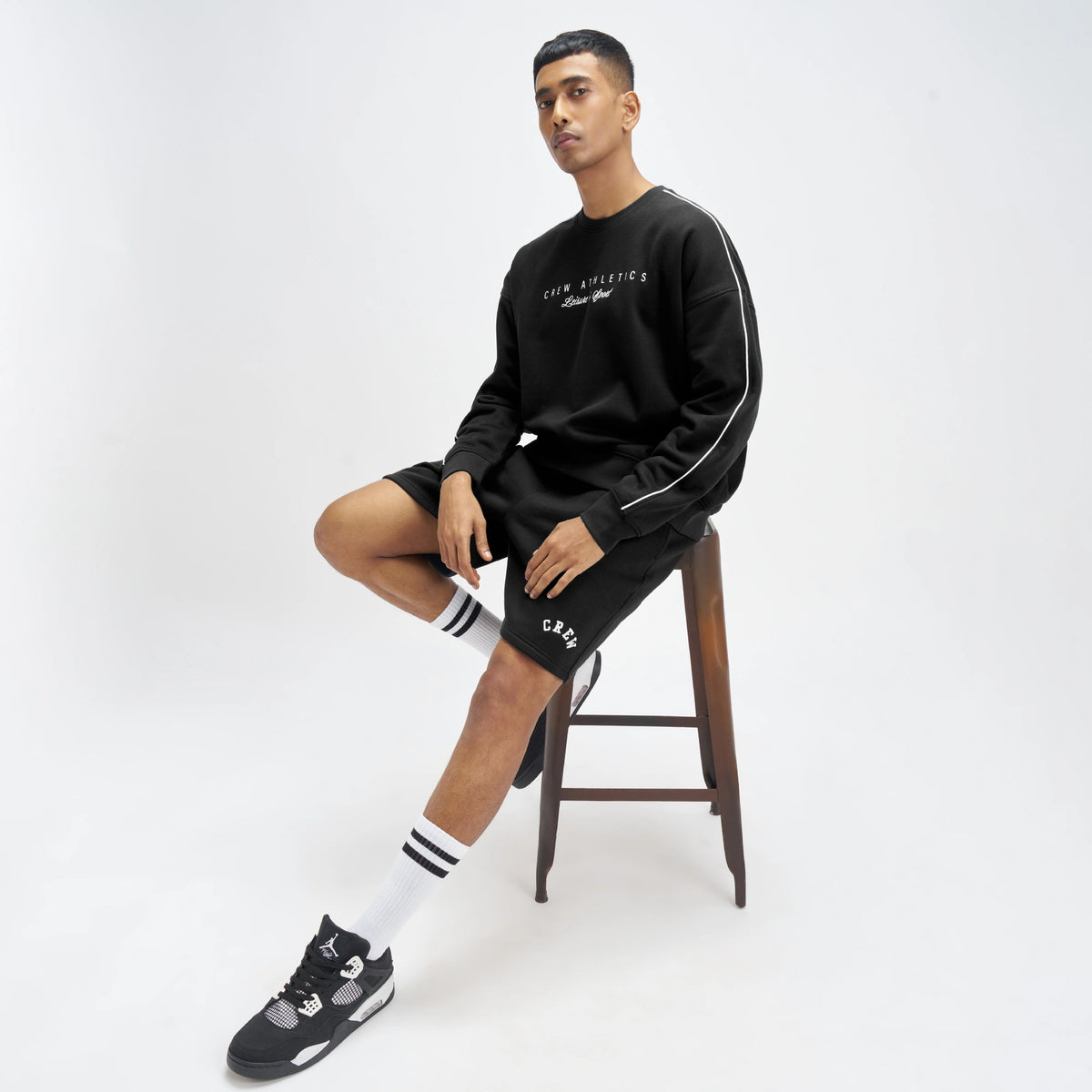 Crew Oversized Round Neck Sweatshirt - Ink Black