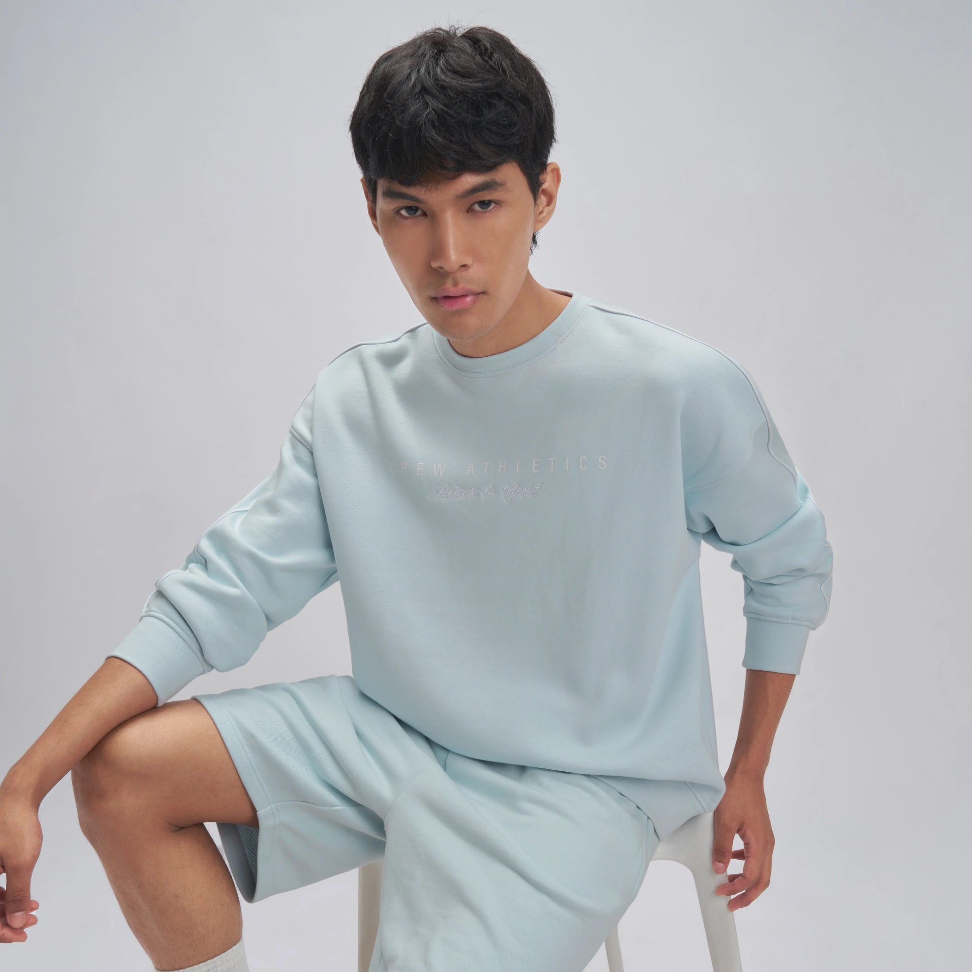 Crew Oversized Round Neck Sweatshirt? - Quad Blue