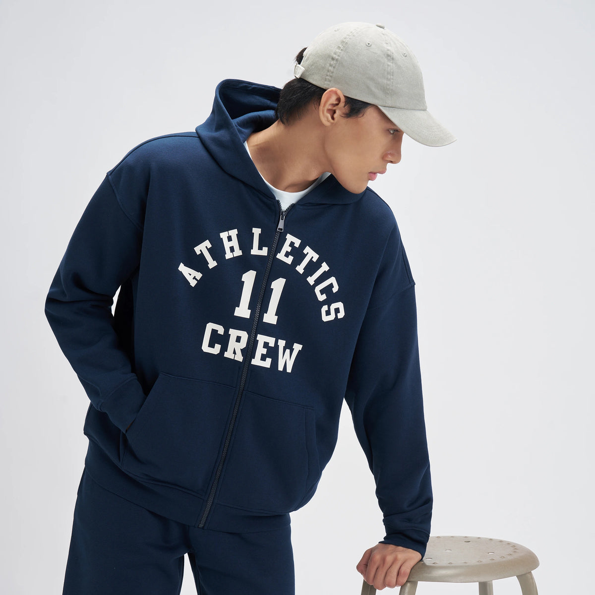 Crew Oversized Zipper Hoodie  -  Blue Nights