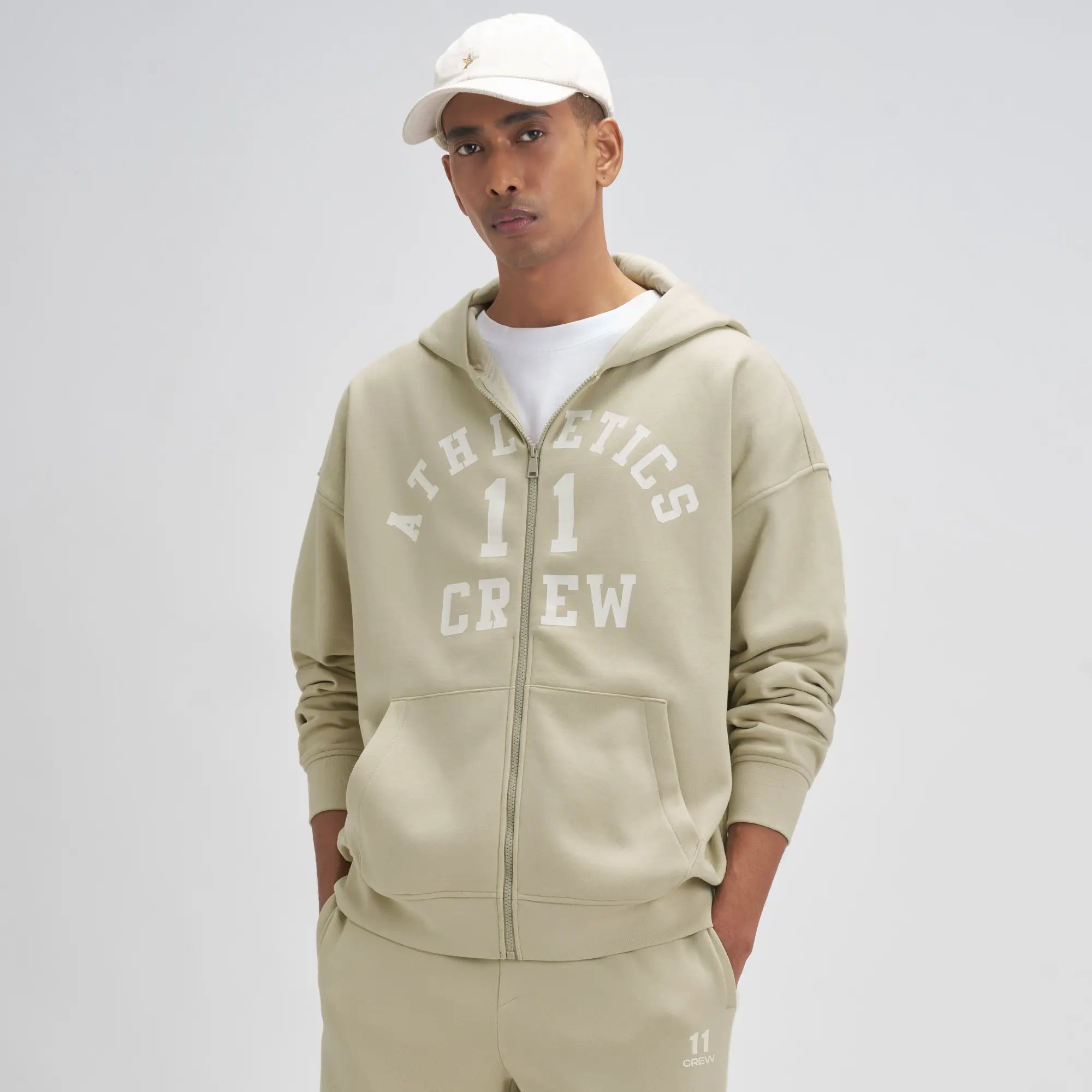 Crew Oversized Zipper Hoodie  -  Minted Grey