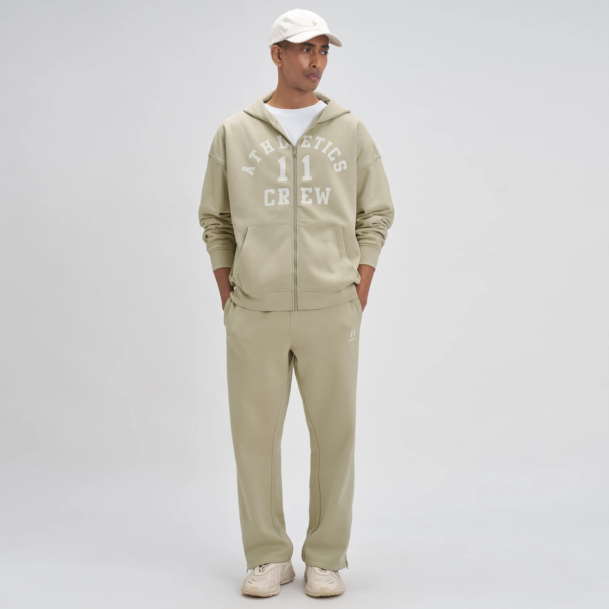 Crew Oversized Zipper Hoodie  -  Minted Grey