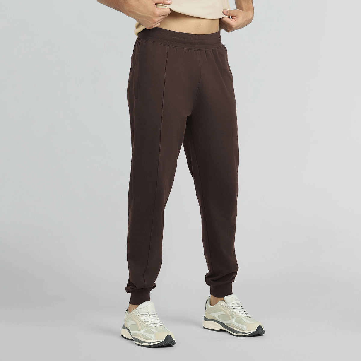 Cruze French Terry Cotton Joggers Malt Brown