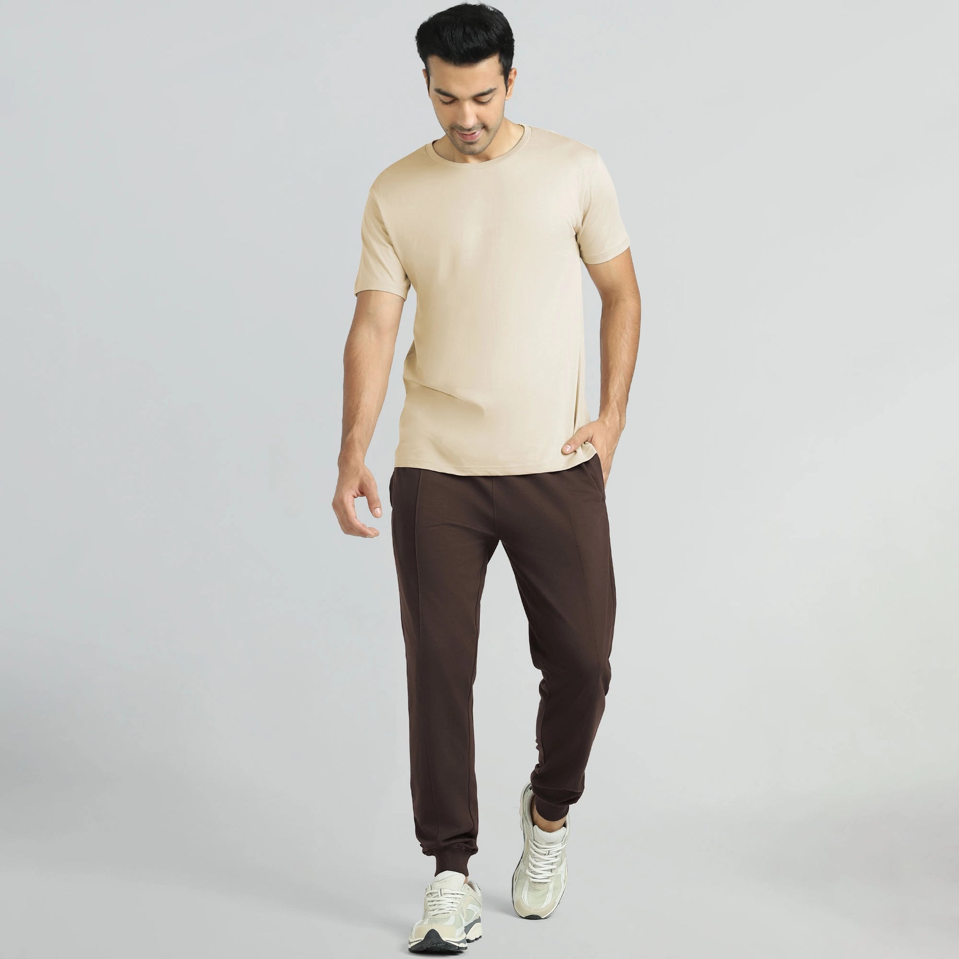 Cruze French Terry Cotton Joggers Malt Brown