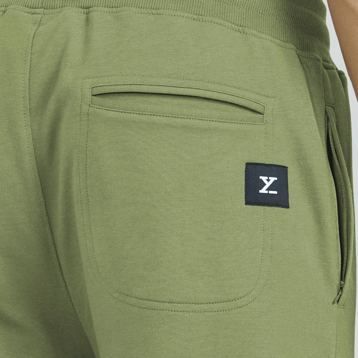 Cruze French Terry Cotton Joggers Olive Green