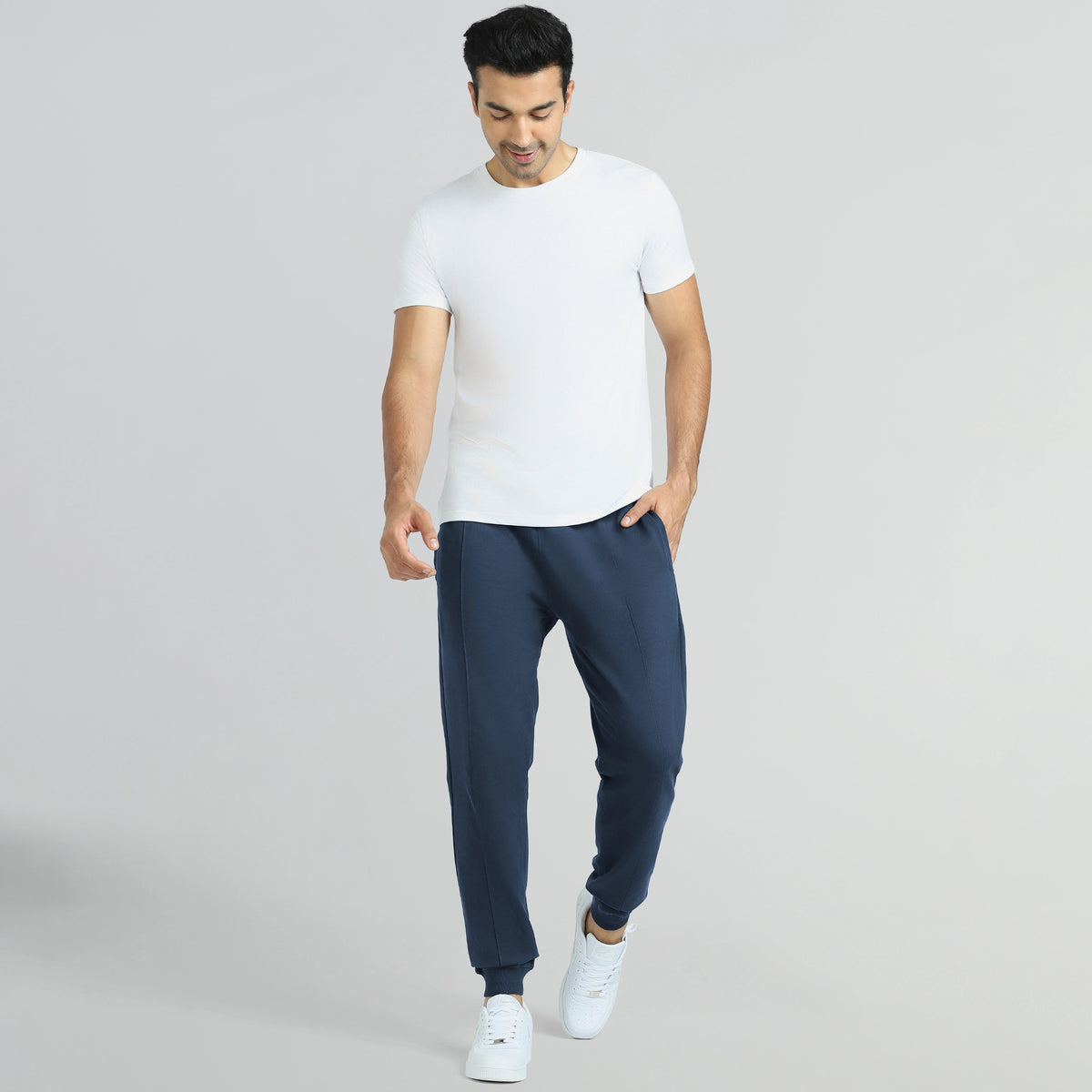 Cruze French Terry Cotton Joggers Opal Blue