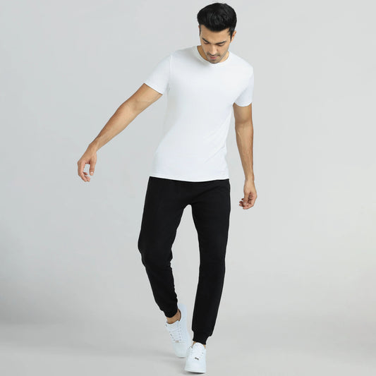 Cruze French Terry Cotton Joggers Pitch Black