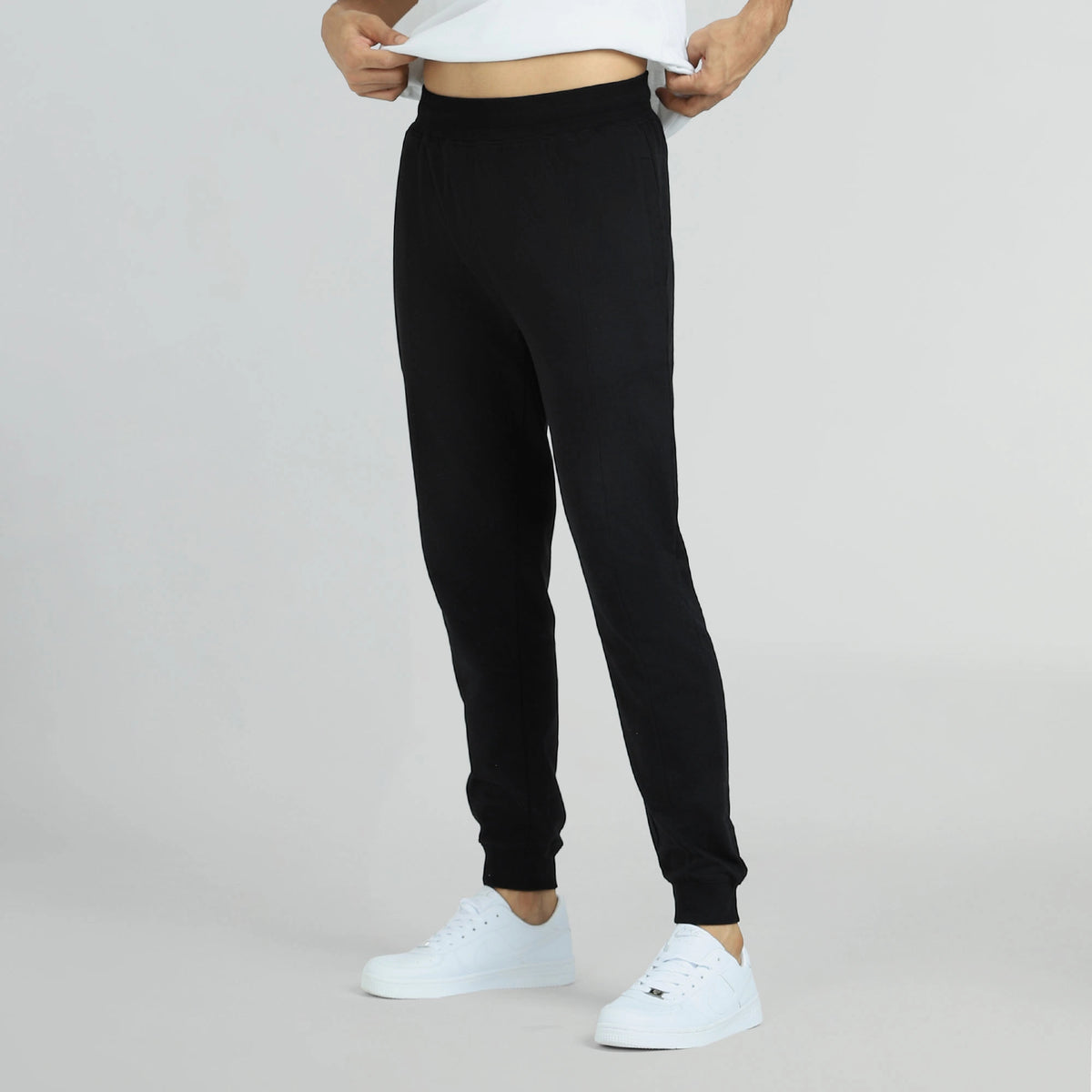 Cruze French Terry Cotton Joggers Pitch Black