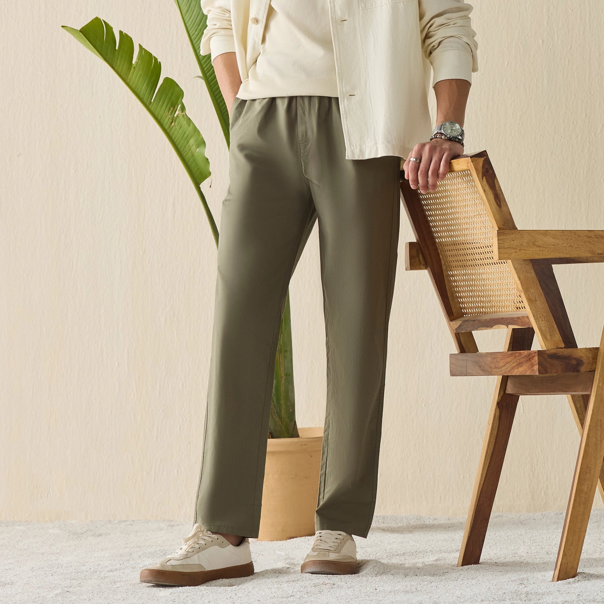 Zen Cotton Easy Pants Olive Green