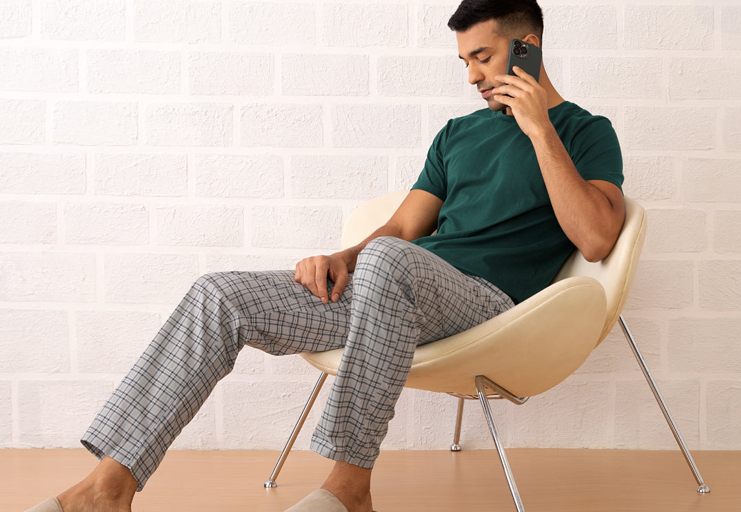 Checkmate Combed Cotton Pyjamas Steel Grey
