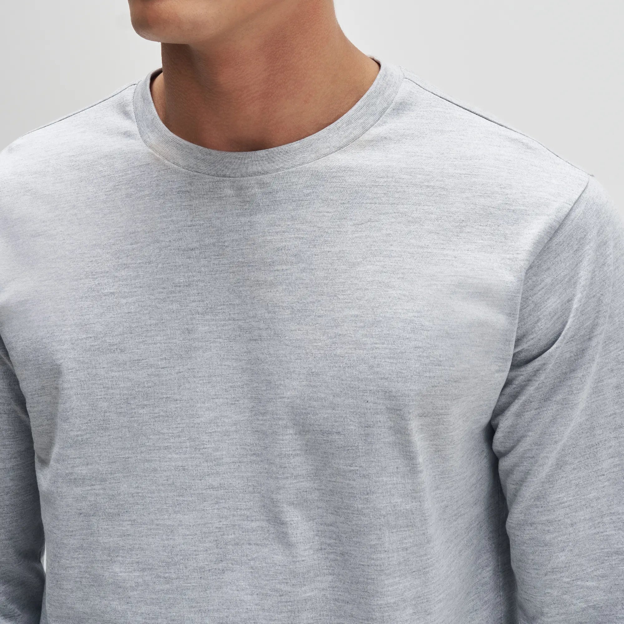 Full Sleeve Crew Neck T-Shirt - Muted Grey Melange