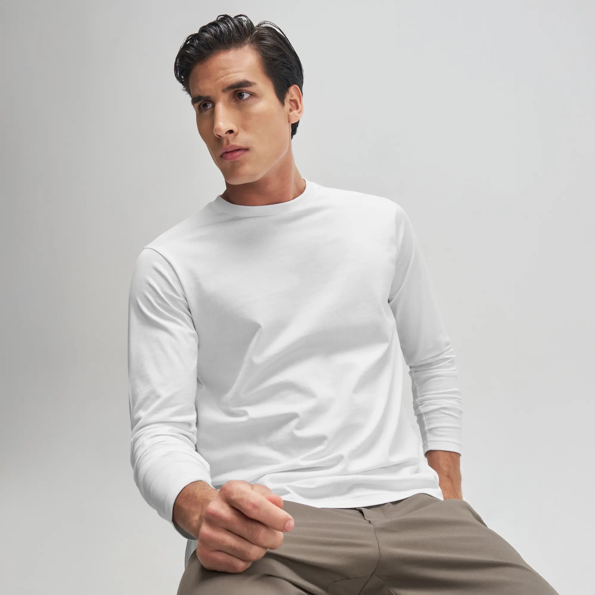 Full Sleeve Crew Neck T-Shirt - Polar White