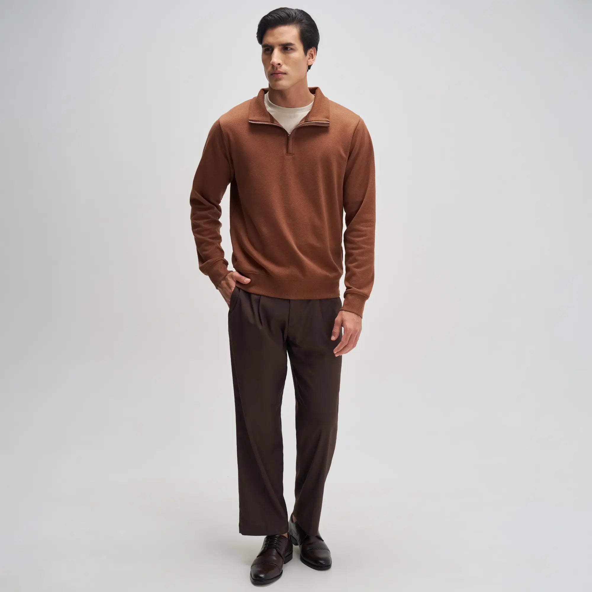 Half-Zip Pullover - Caramel Brown