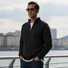 Pulse French Terry Cotton Blend Half Zip Pullover Pitch Black