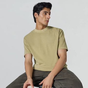 Haze Relaxed Fit Washed Crew Neck T-shirt Camel Brown