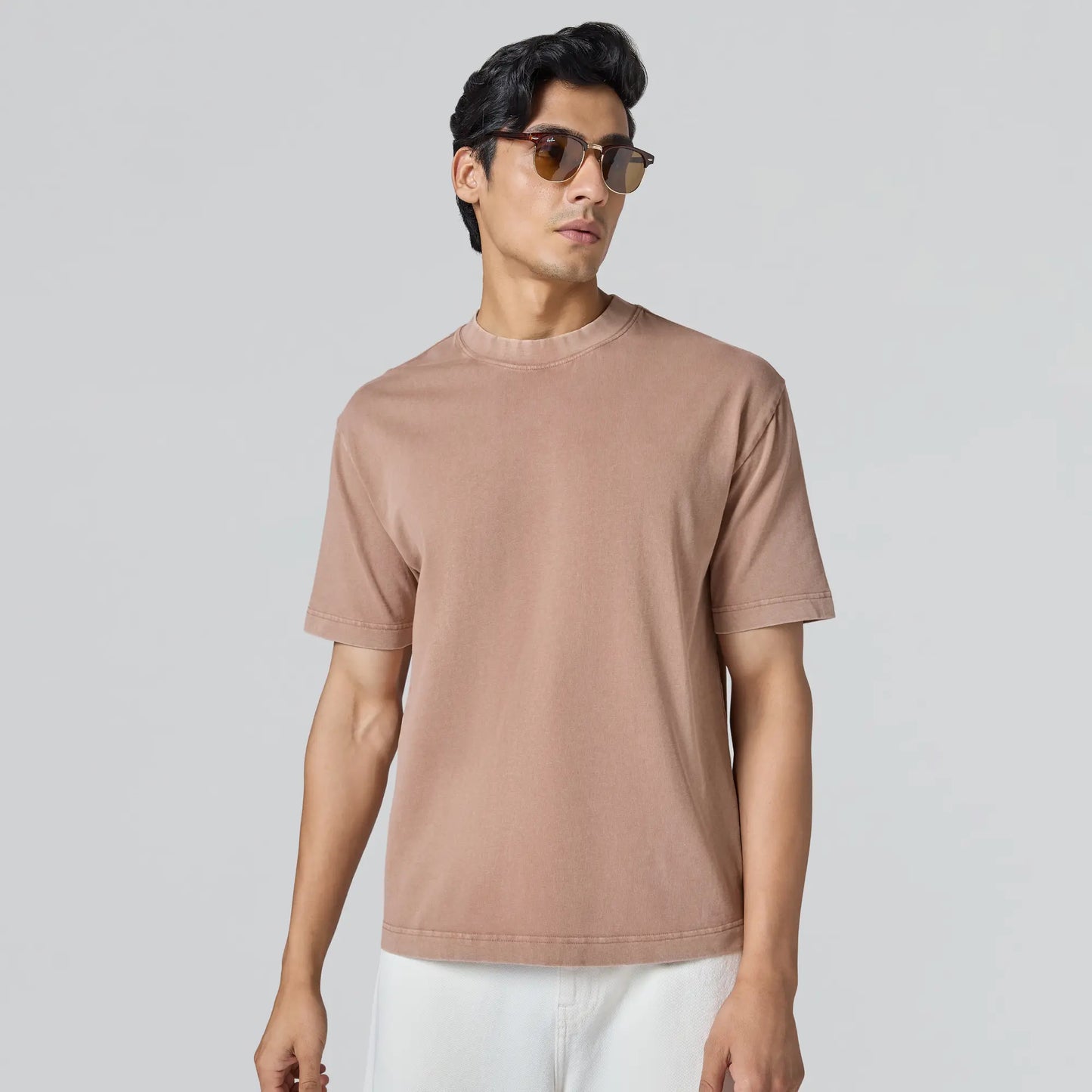 Haze Relaxed Fit Washed Crew Neck T-shirt Mocha Brown
