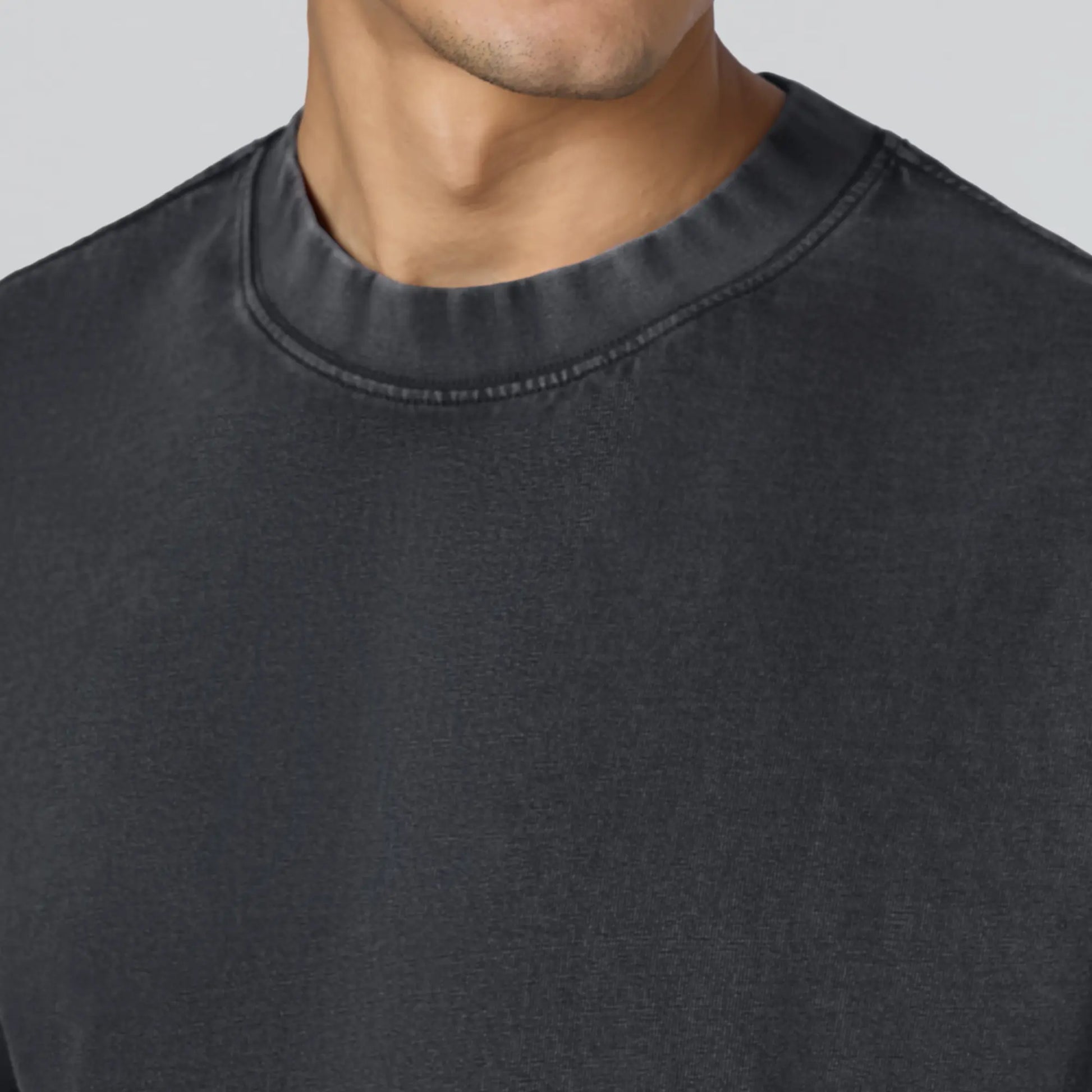 Haze Relaxed Fit Washed Crew Neck T-shirt Pitch Black