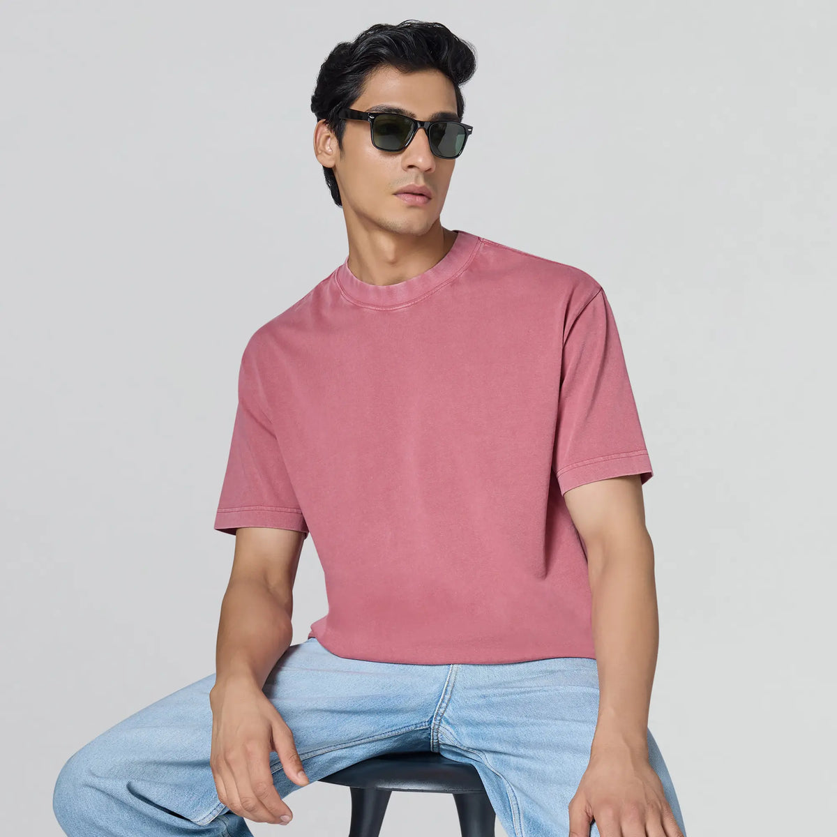 Haze Relaxed Fit Washed Crew Neck T-shirt Vintage Pink