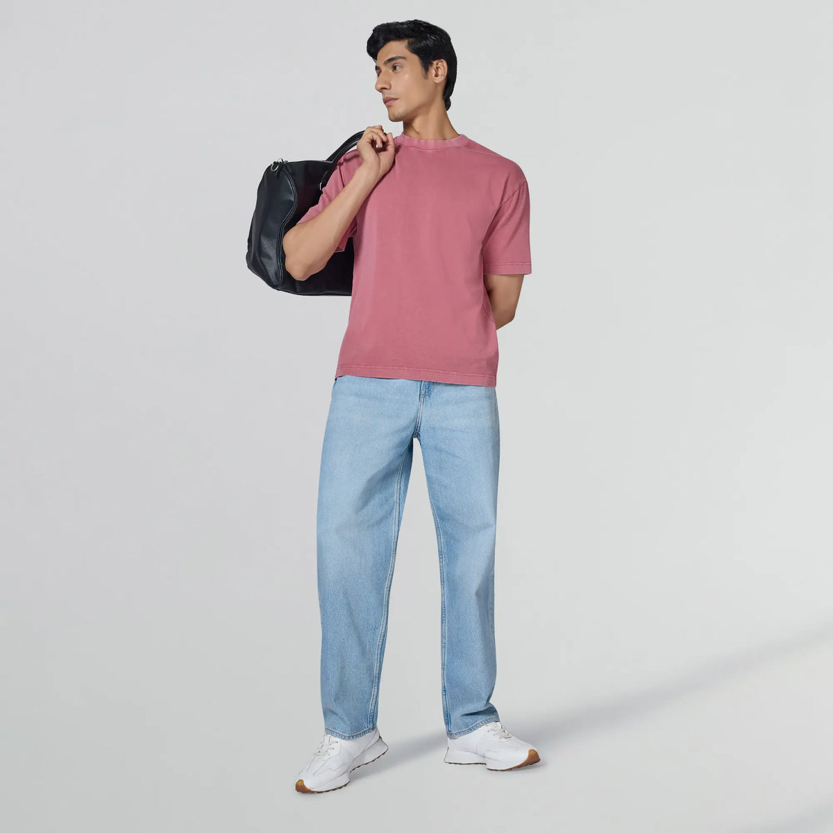 Haze Relaxed Fit Washed Crew Neck T-shirt Vintage Pink