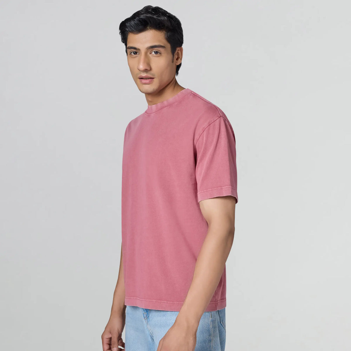 Haze Relaxed Fit Washed Crew Neck T-shirt Vintage Pink