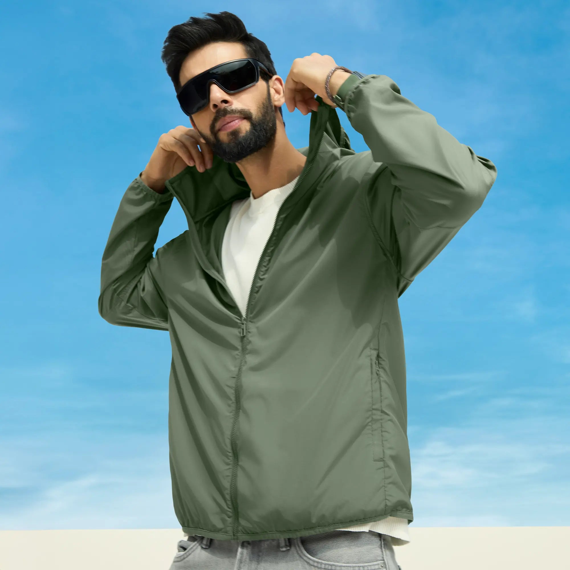 Ozone Polyester Parka Jacket - Sage Green