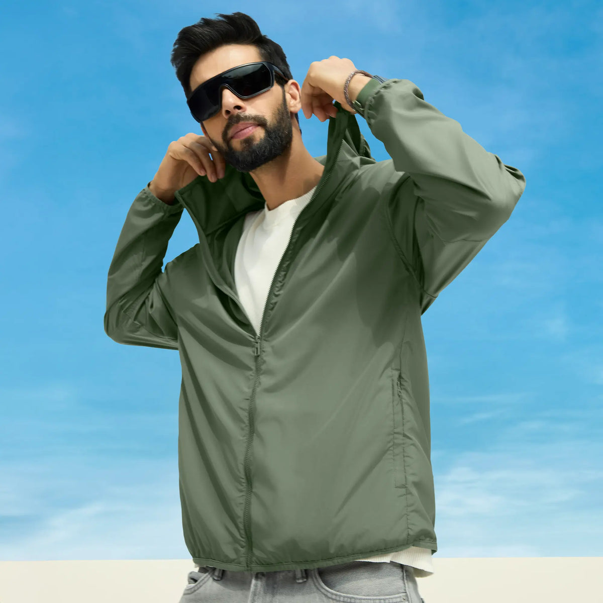 Ozone Polyester Parka Jacket - Sage Green