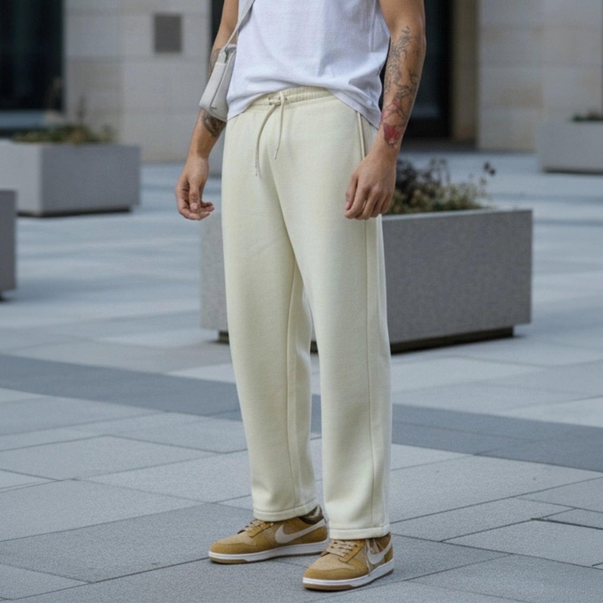 Pulse French Terry Cotton Blend Sweatpants Almond White