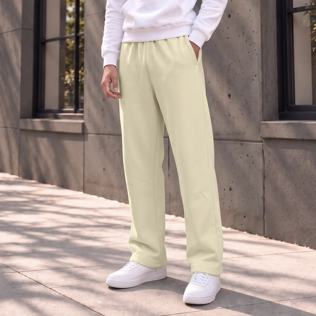Pulse French Terry Cotton Blend Sweatpants Almond White