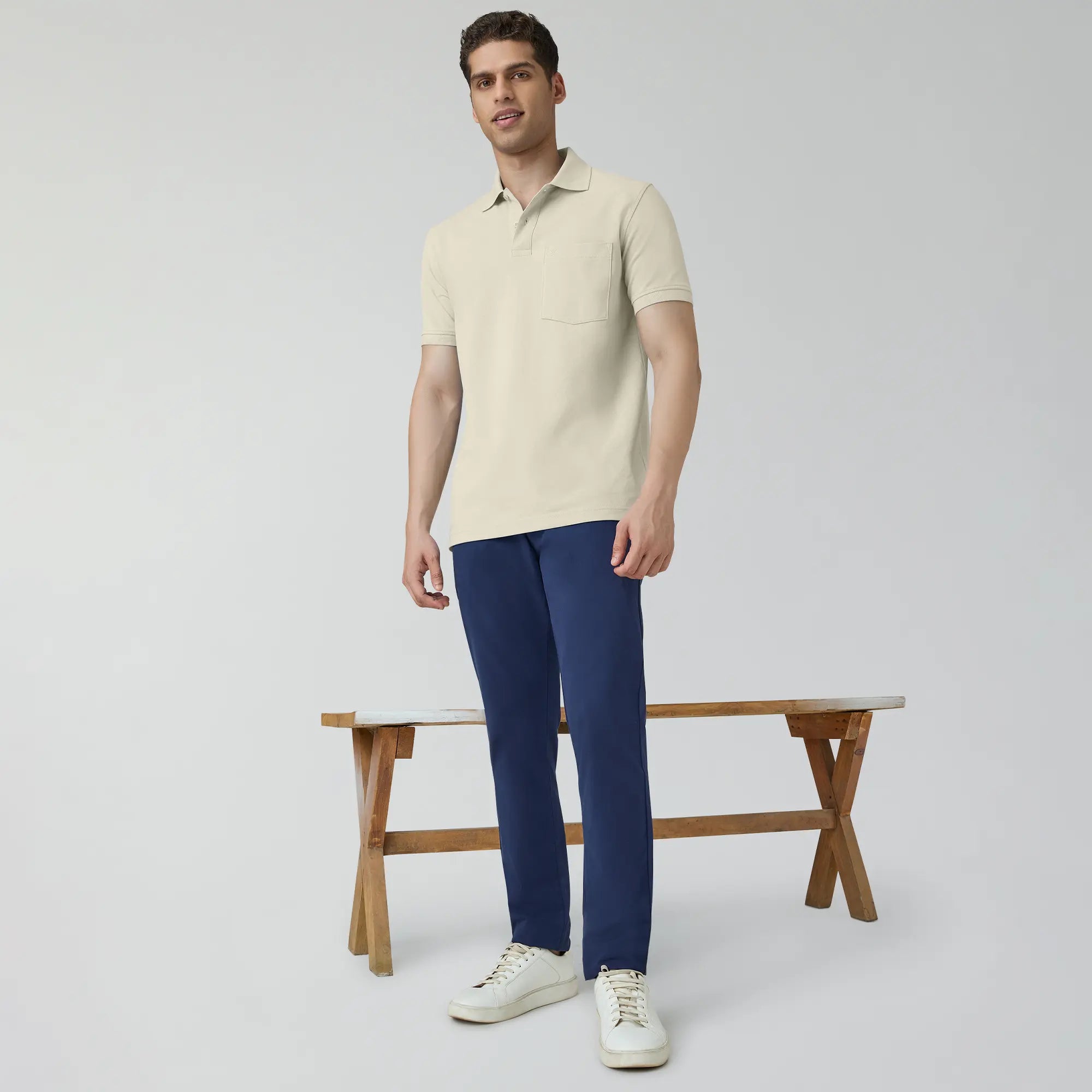 Code Polo T-shirts Almond White