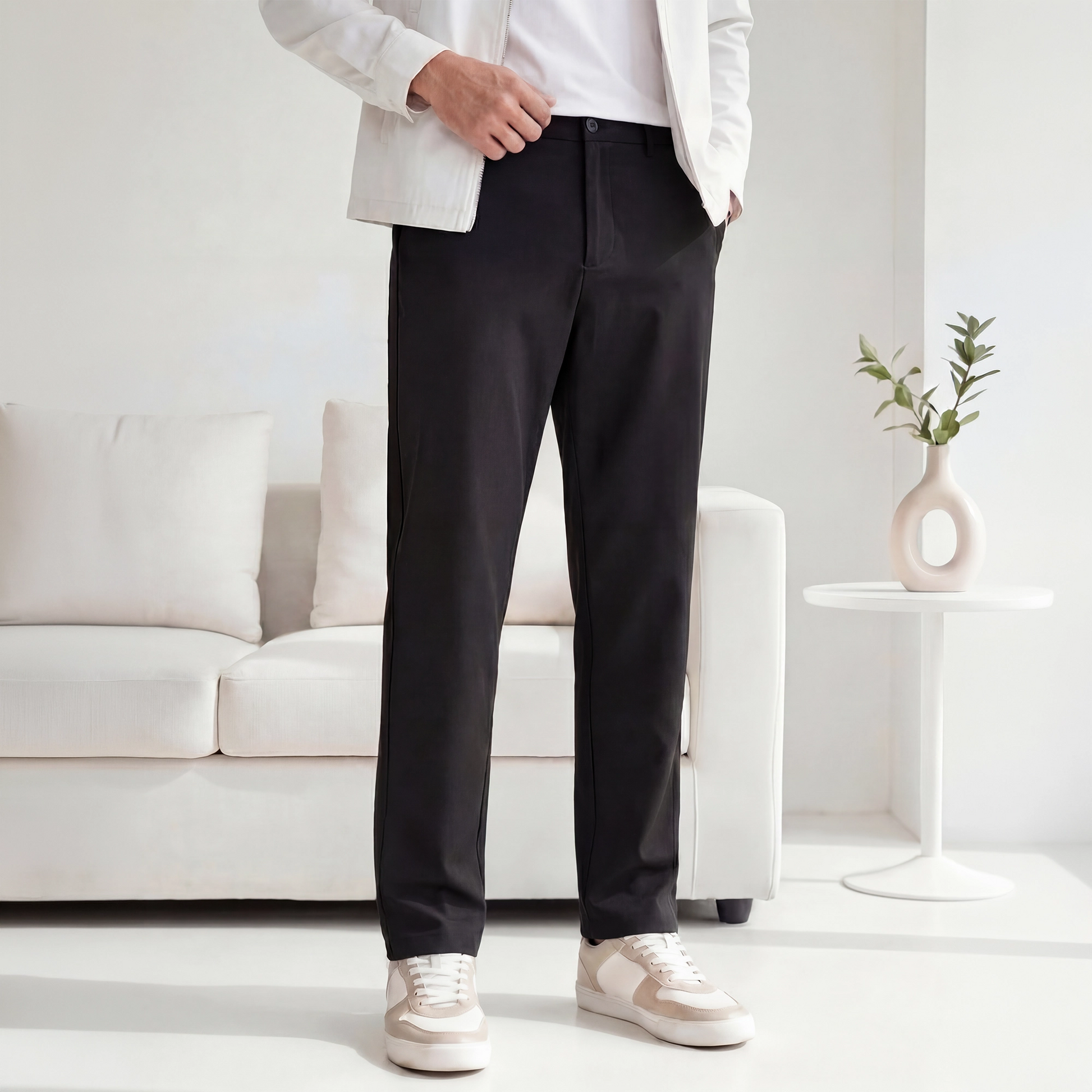 VELOCITY: Soft Stretch Pants - Straight Fit Pitch Black