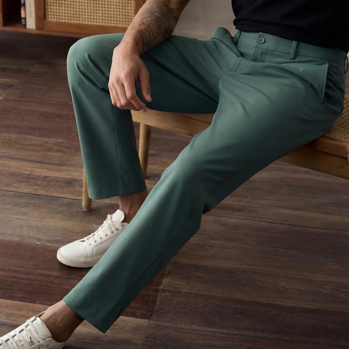 VELOCITY: Soft Stretch Pants - Straight Fit Pine Green