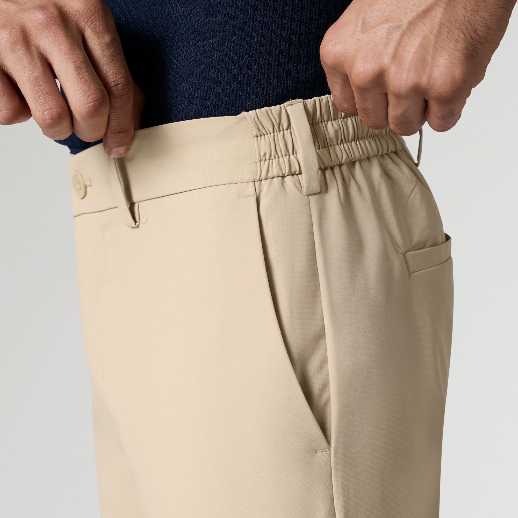 Mens Kinetic Polyester Mobile Pants Tan Brown