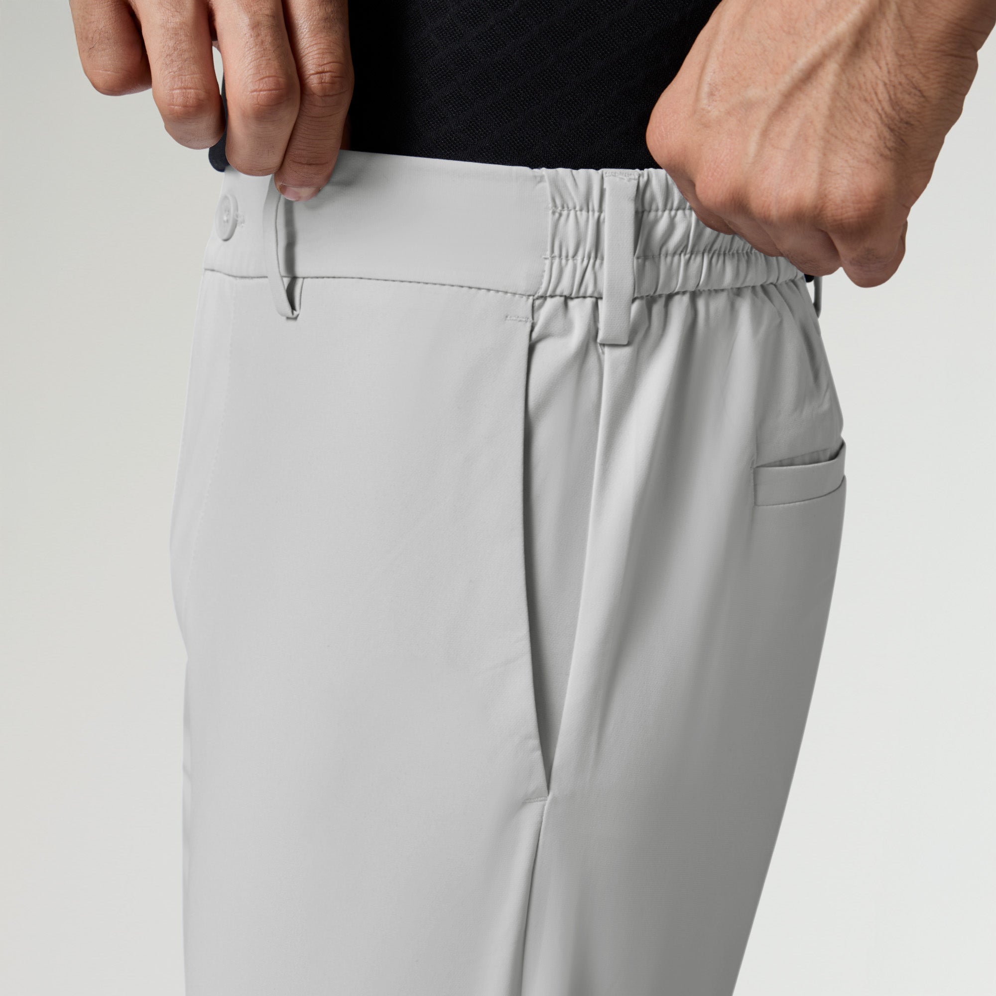 Mens Kinetic Polyester Mobile Pants Chrome White