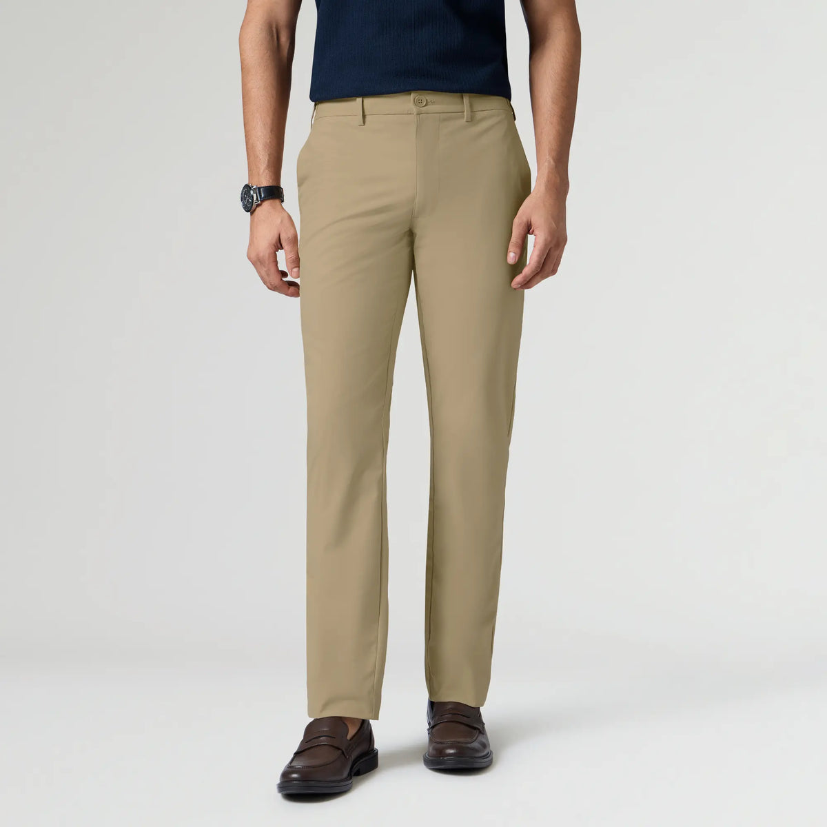 KINETIC: Soft Stretch Pants - Slim Fit Sand Brown