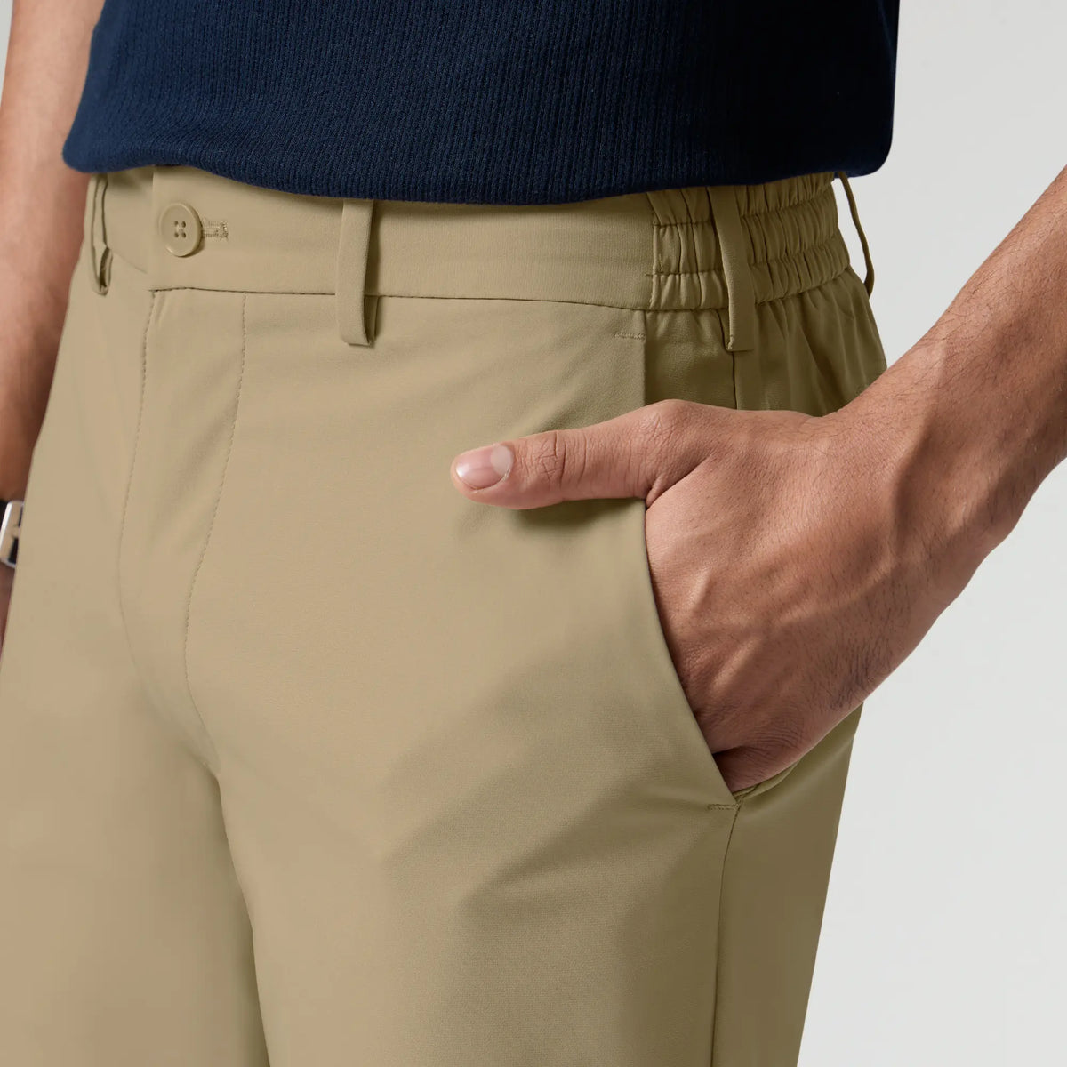 KINETIC: Soft Stretch Pants - Slim Fit Sand Brown