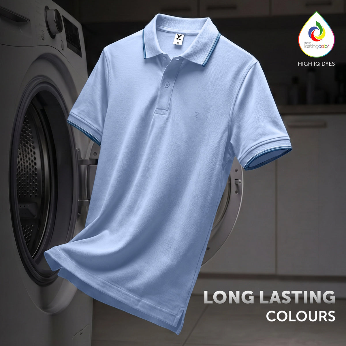 Accent Cotton Polo T-shirt - Sky Blue