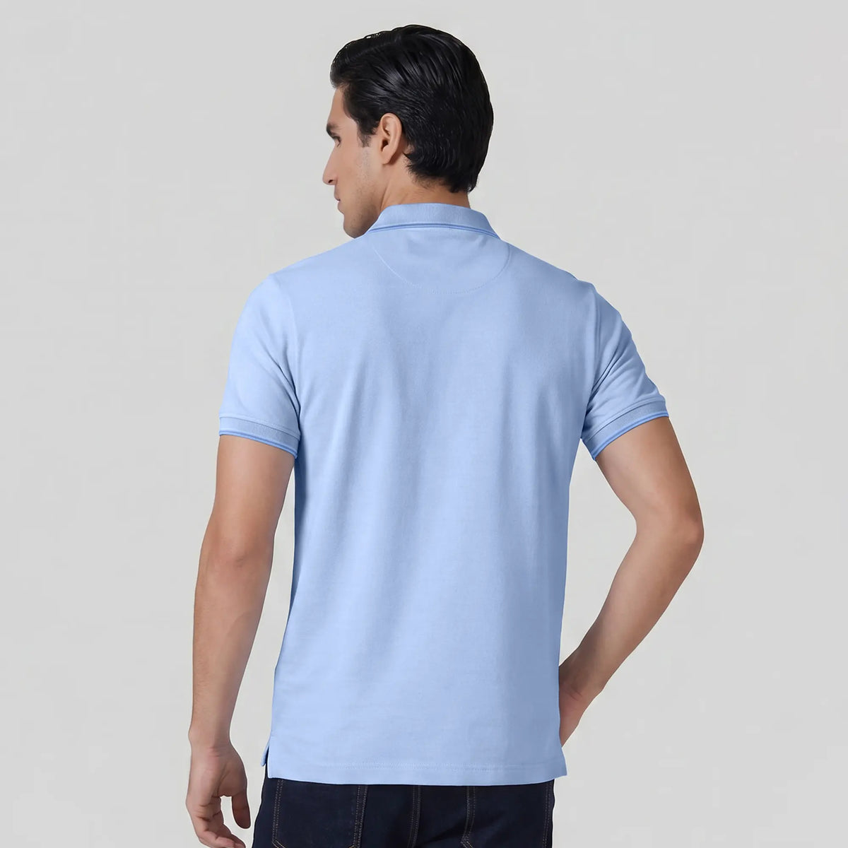 Accent Cotton Polo T-shirt - Sky Blue