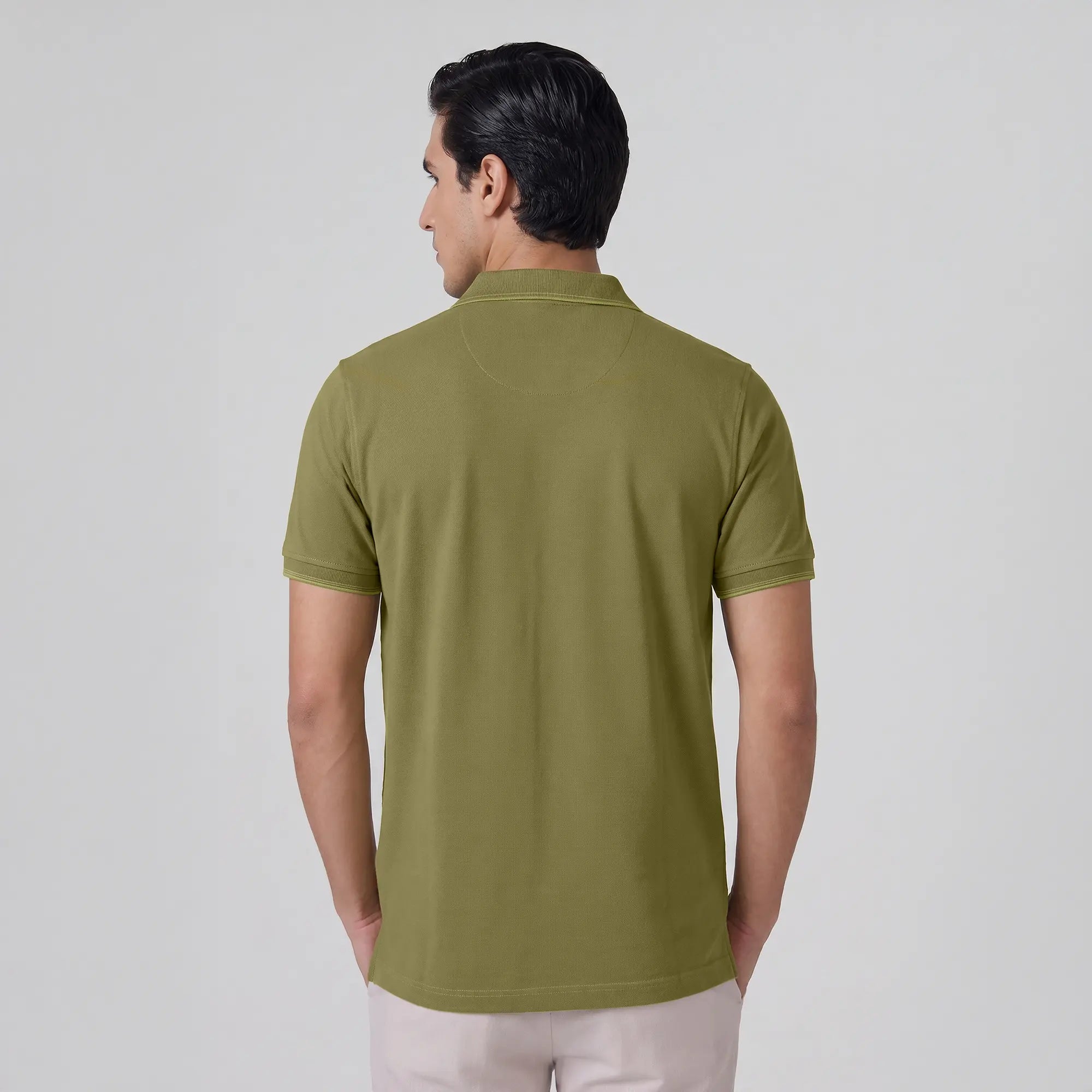 Accent Cotton Polo T-shirt - Olive Green