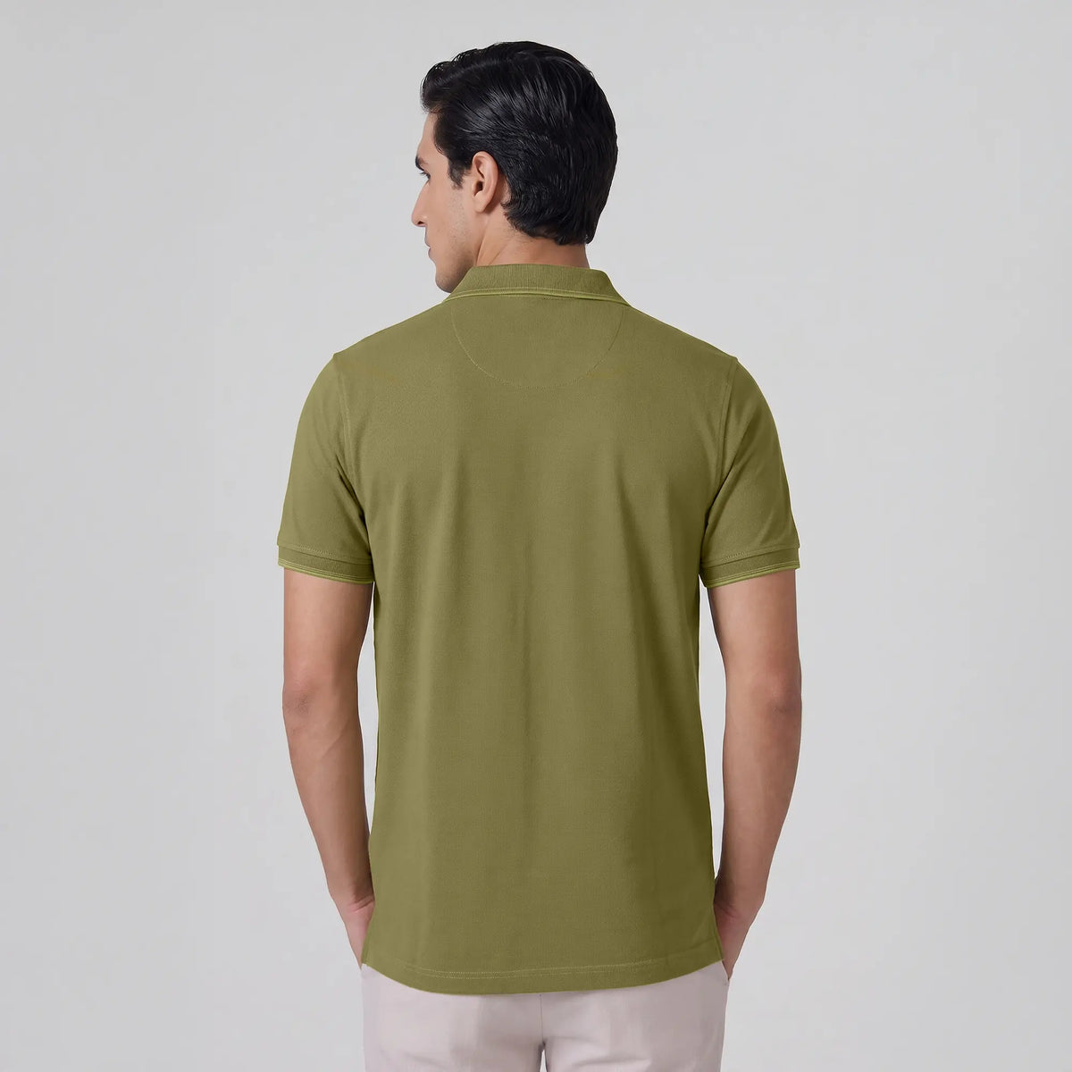 Accent Cotton Polo T-shirt - Olive Green