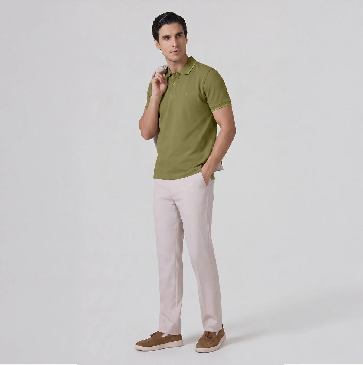 Accent Cotton Polo T-shirt - Olive Green