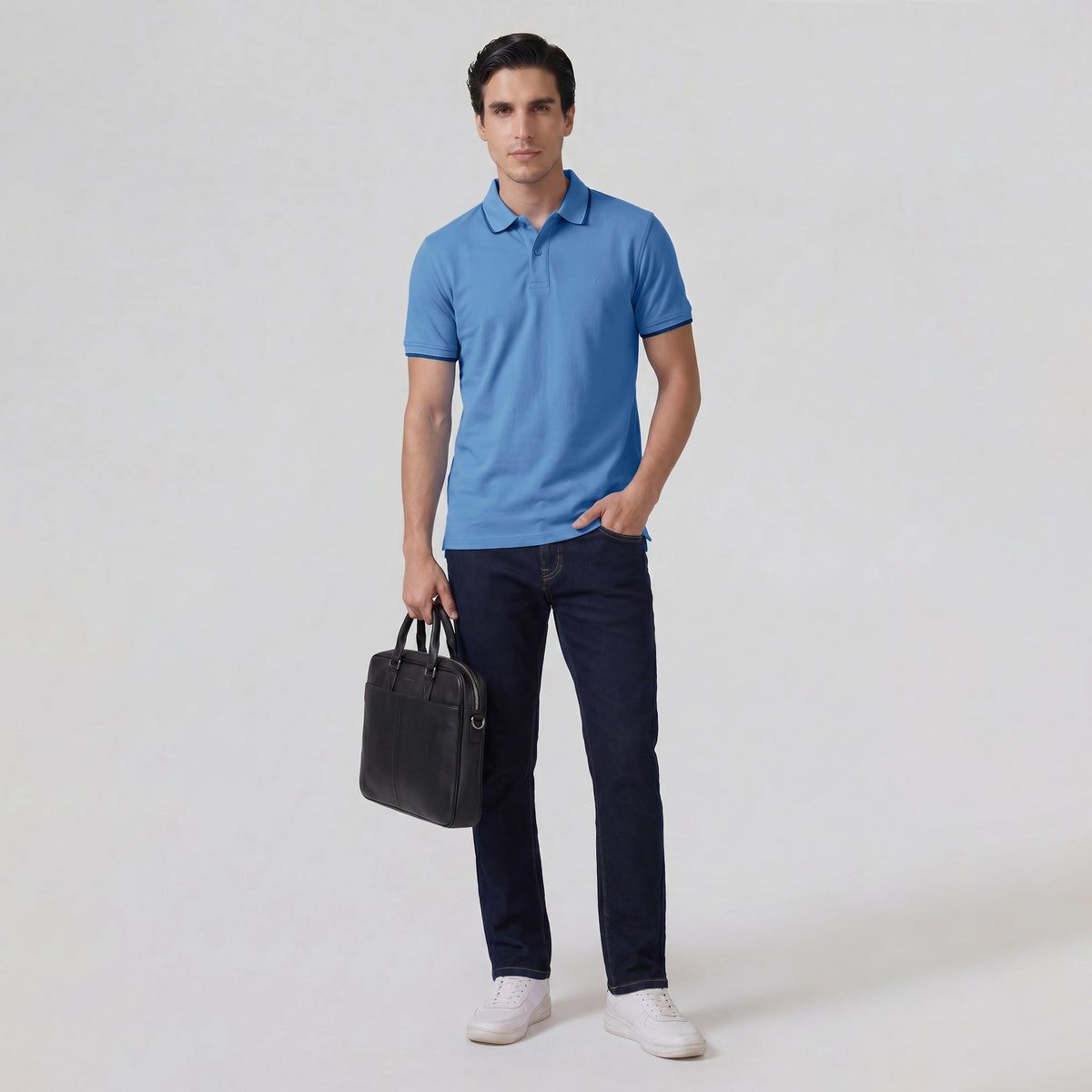 Accent Cotton Polo T-shirt - French Blue