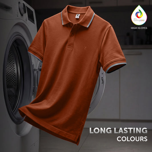 Accent Cotton Polo T-shirt - Brick Red