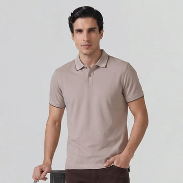 Accent Cotton Polo T-shirt - Blush Grey