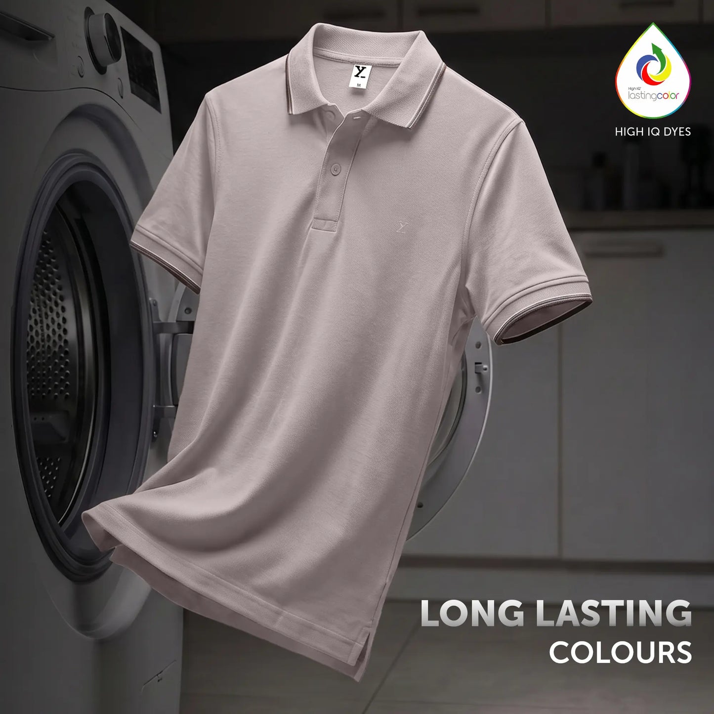 Accent Cotton Polo T-shirt - Blush Grey